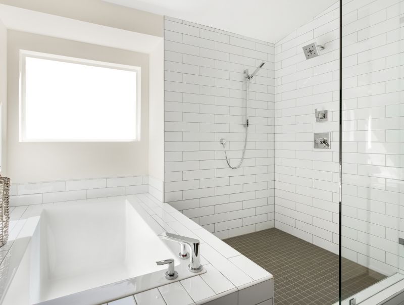 Corner Shower with Large Tiles
