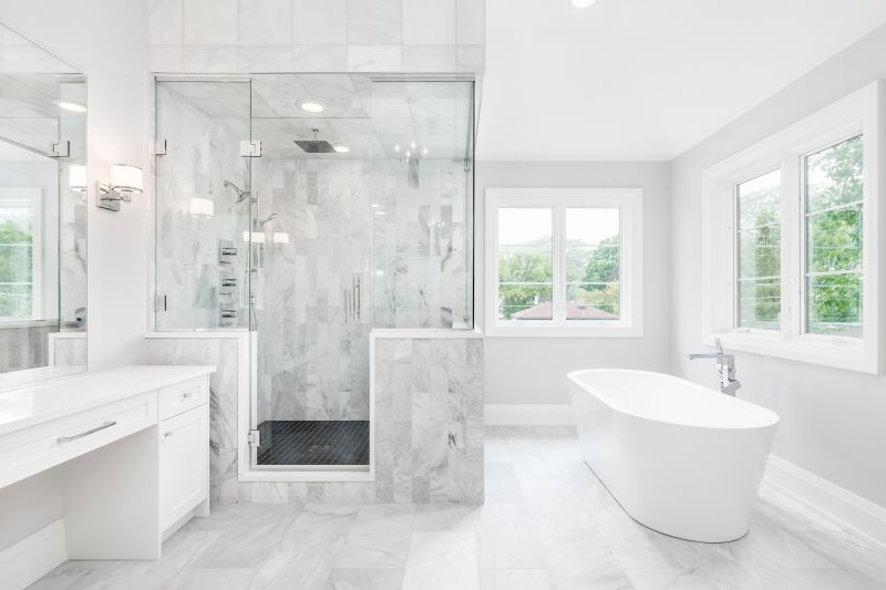 Shower with Marble Accents